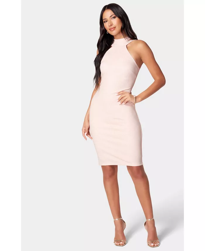 

Женское платье с бретелькой через шею, мерцающее, румяное, среднее Bebe, коричневый/бежевый