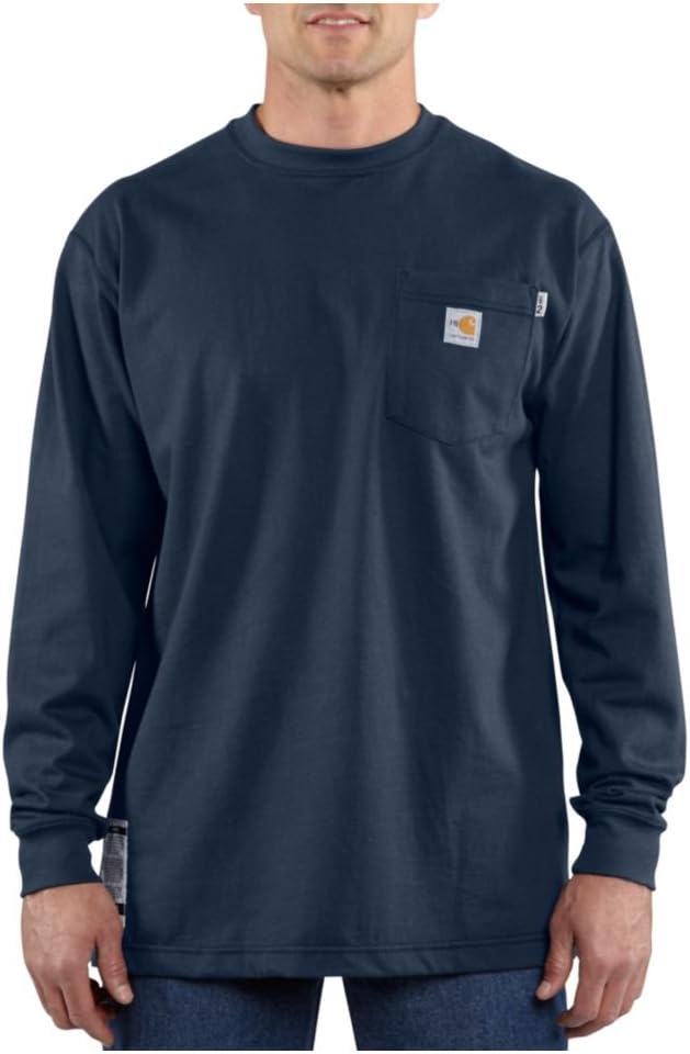 

Carhartt мужская огнестойкая футболка Force Cotton с длинным рукавом, Dark Navy