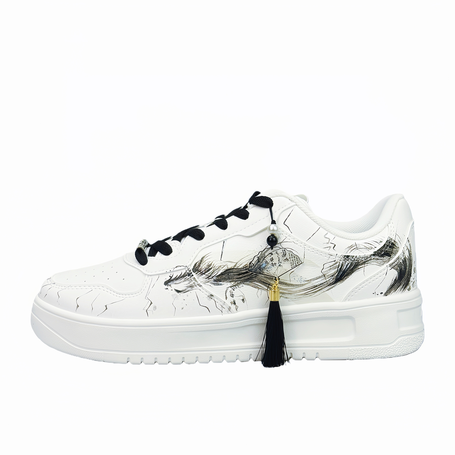 

ANTA Relaxed Cloud Ink Dragon Residence износостойкие и легкие низкие кожаные кроссовки Unisex White Black