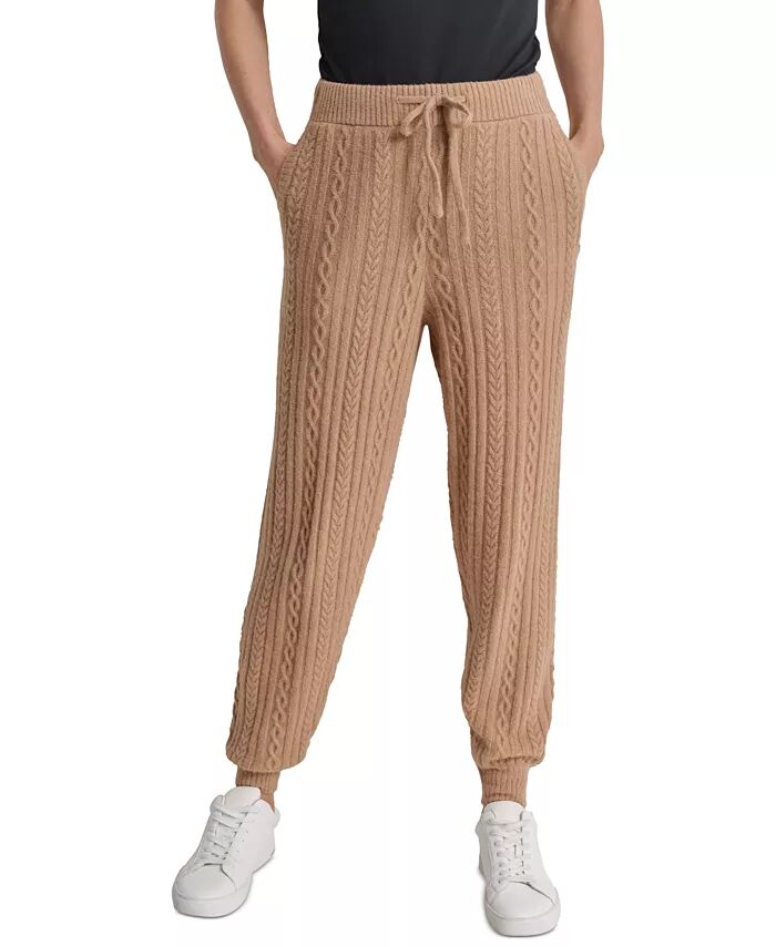 

Женские спортивные брюки с завязками и косами DKNY, коричневый/бежевый