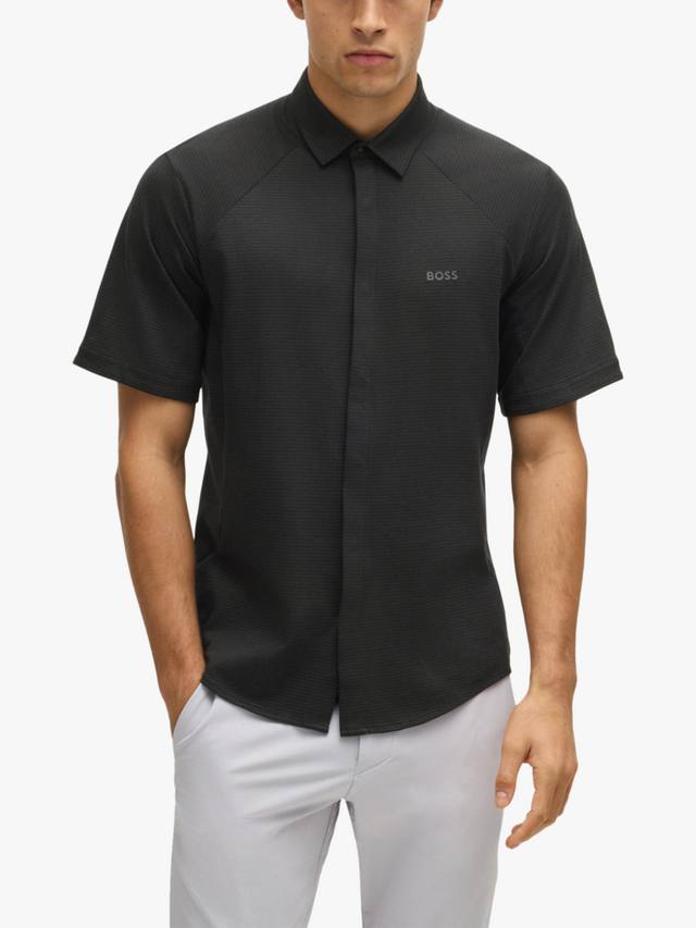 

BOSS рубашка Regular Fit из пике с вязкой из хлопка HUGO BOSS, Black