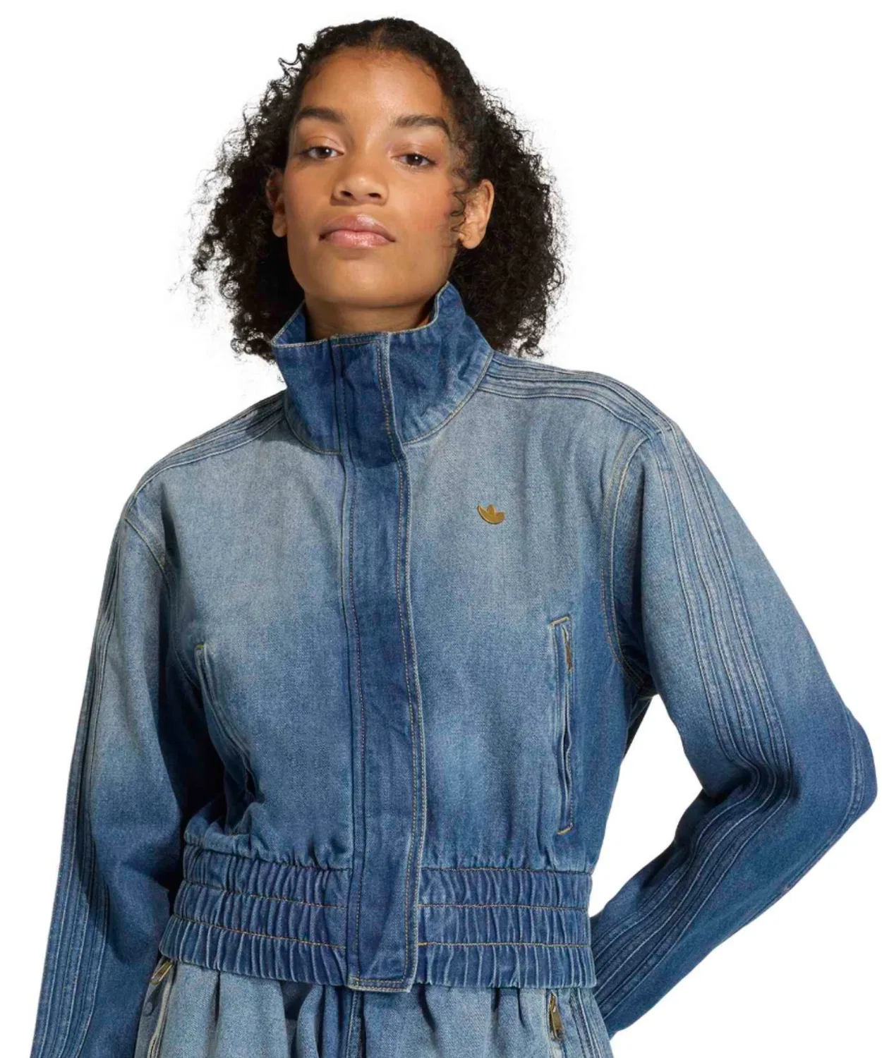 Джинсовая куртка-трактор adidas DENIM TRACKTOP, светлоголубой — фото 2