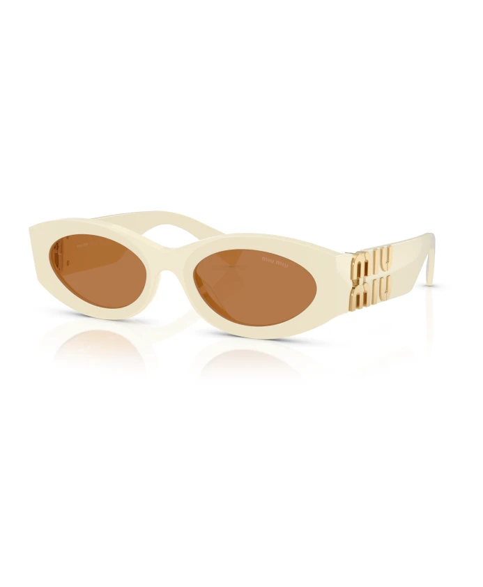 

Белые овальные солнцезащитные очки с коричневыми линзами Miu Miu, белый