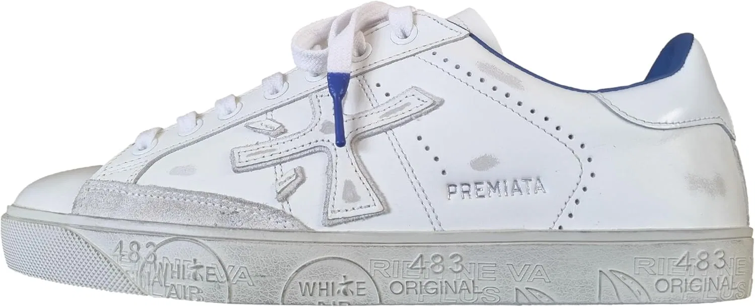 Кроссовки PREMIATA Herrenschuhe Lederschuhe Steven_6652 Weiß-Blau, Weiß Blau