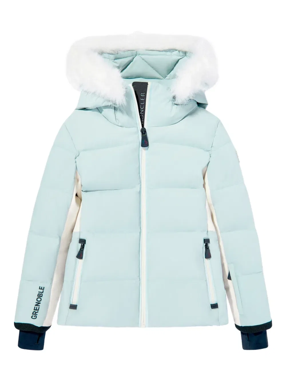 Стеганая куртка с меховой отделкой Moncler Grenoble Kids, синий