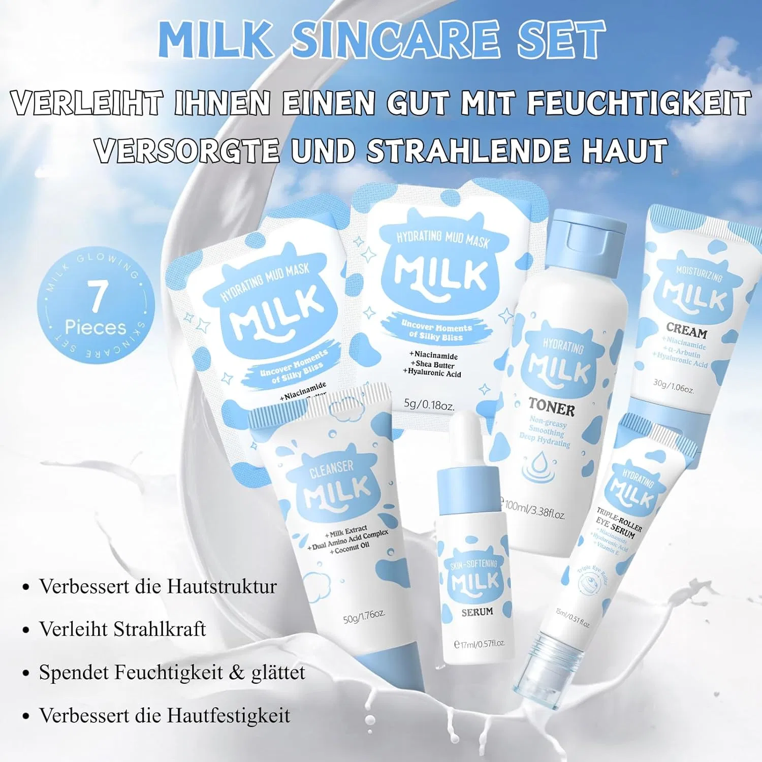 Набор для ухода за кожей Milk Skincare Set, 7 предметов Ultell — фото 2