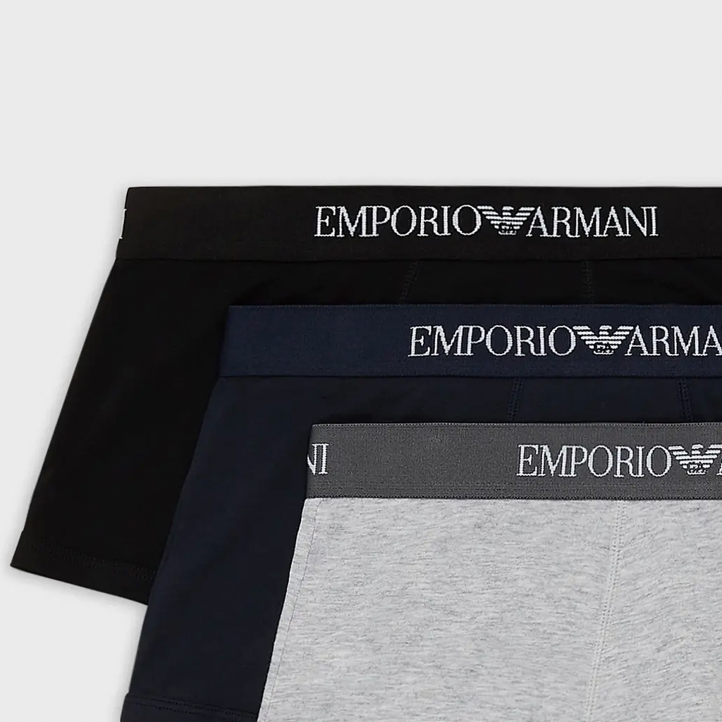 Трусы мужские 3 шт EMPORIO ARMANI, 3 шт (Черный+Темно-синий+Серый) — фото 4