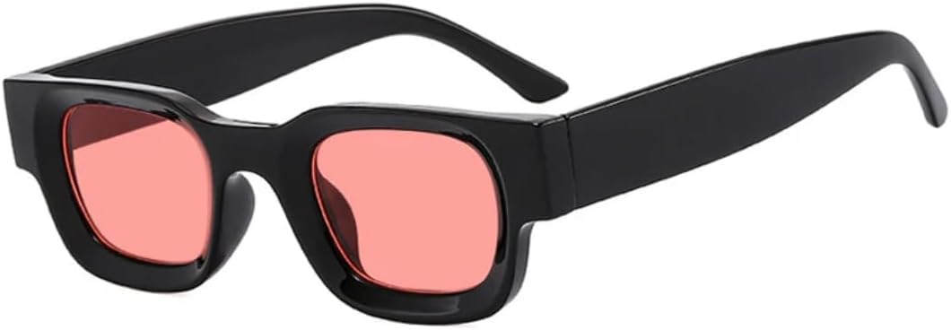 

Модные маленькие солнцезащитные очки в прямоугольной толстой оправе для путешествий, мужские и женские солнцезащитные очки с защитой от УФ-излучения UV400 VVTWSSW, Black Red