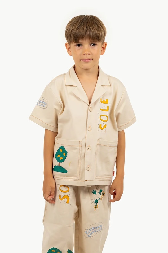 

Детская хлопковая рубашка ARTSY TREE SHIRT Tinycottons, бежевый