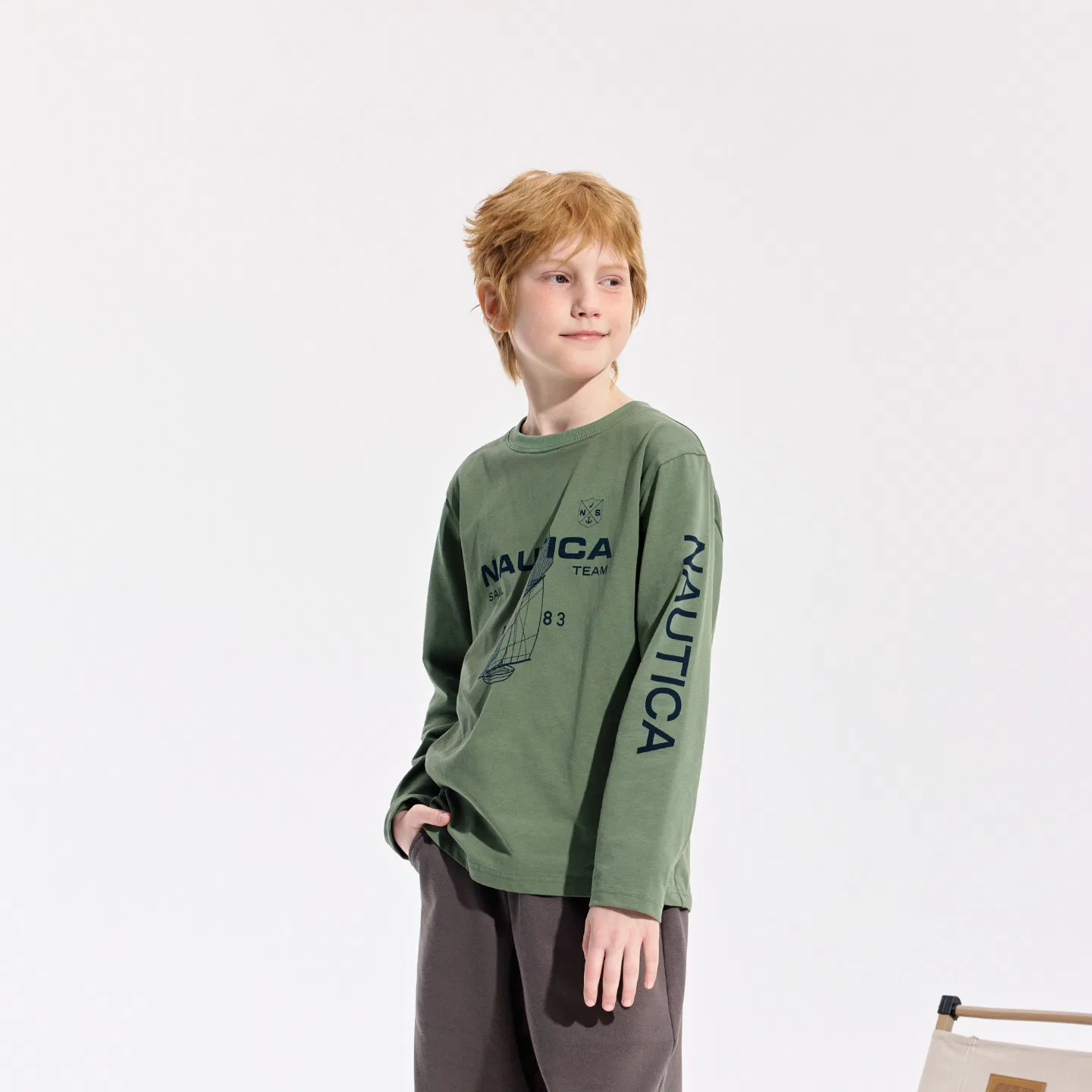 Детская футболка с длинным рукавом NAUTICA, Army Green — фото 4