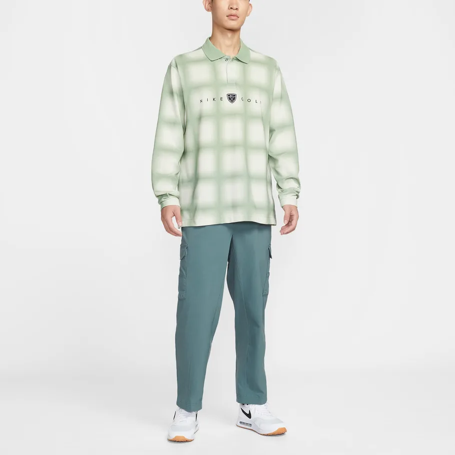 Мужская поло для гольфа с длинным рукавом свободного кроя Fairway Fresh Dri-FIT Nike, Green/White Color — фото 3