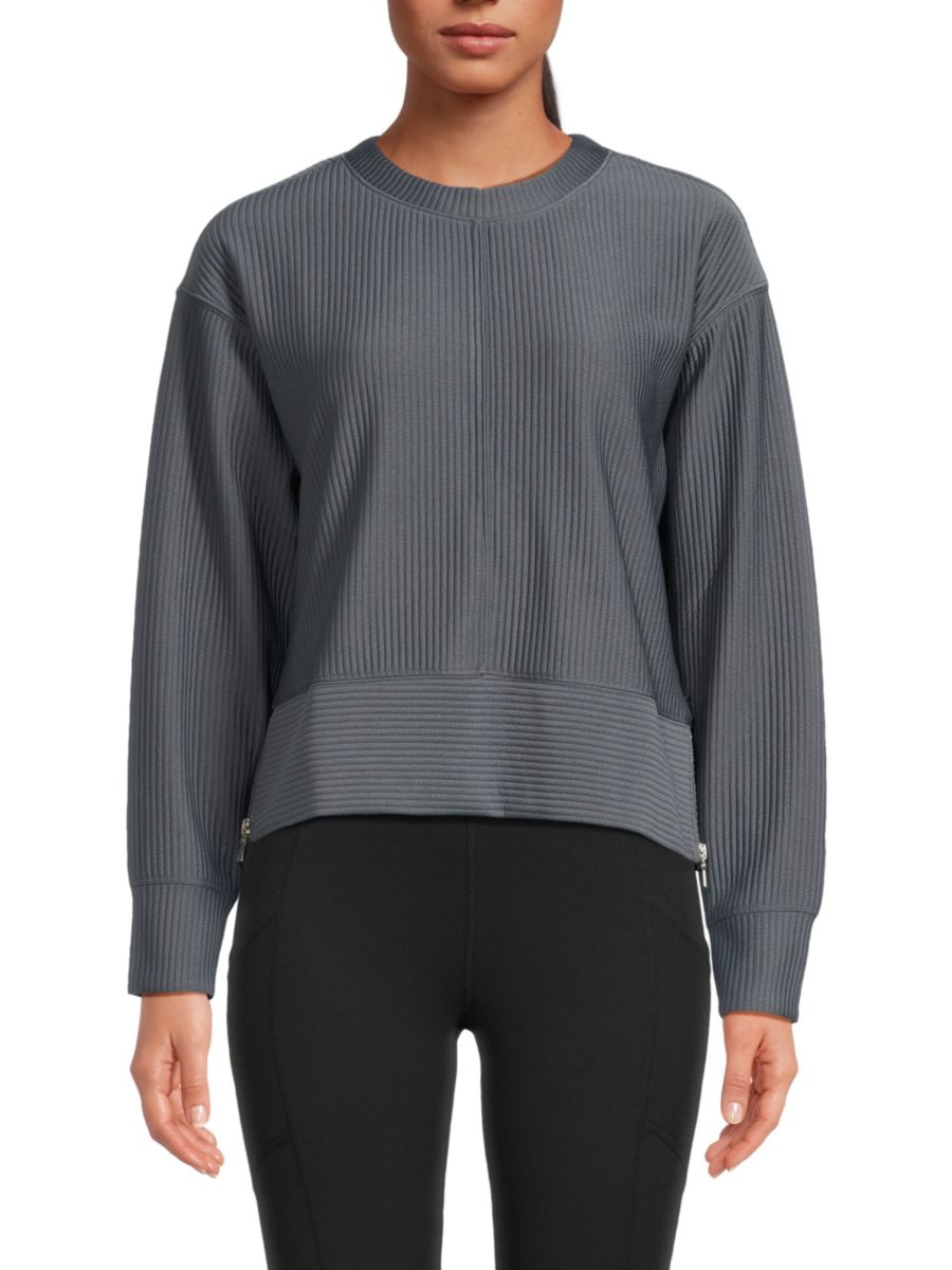 

Ребристый пуловер со спущенным плечом DKNY Sport, цвет Dark Grey Blue