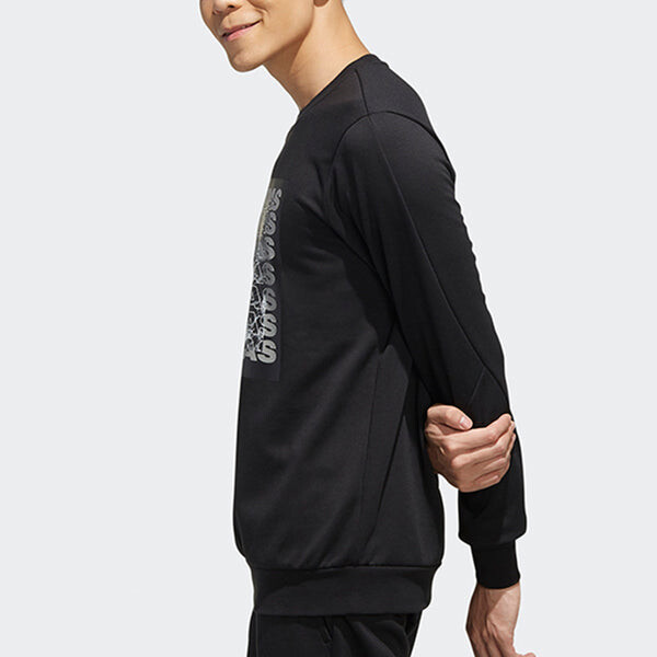 Толстовка adidas neo Csgrswtshrt Sports Round Neck Knit Pullover Long Sleeves Black, черный — фото 3