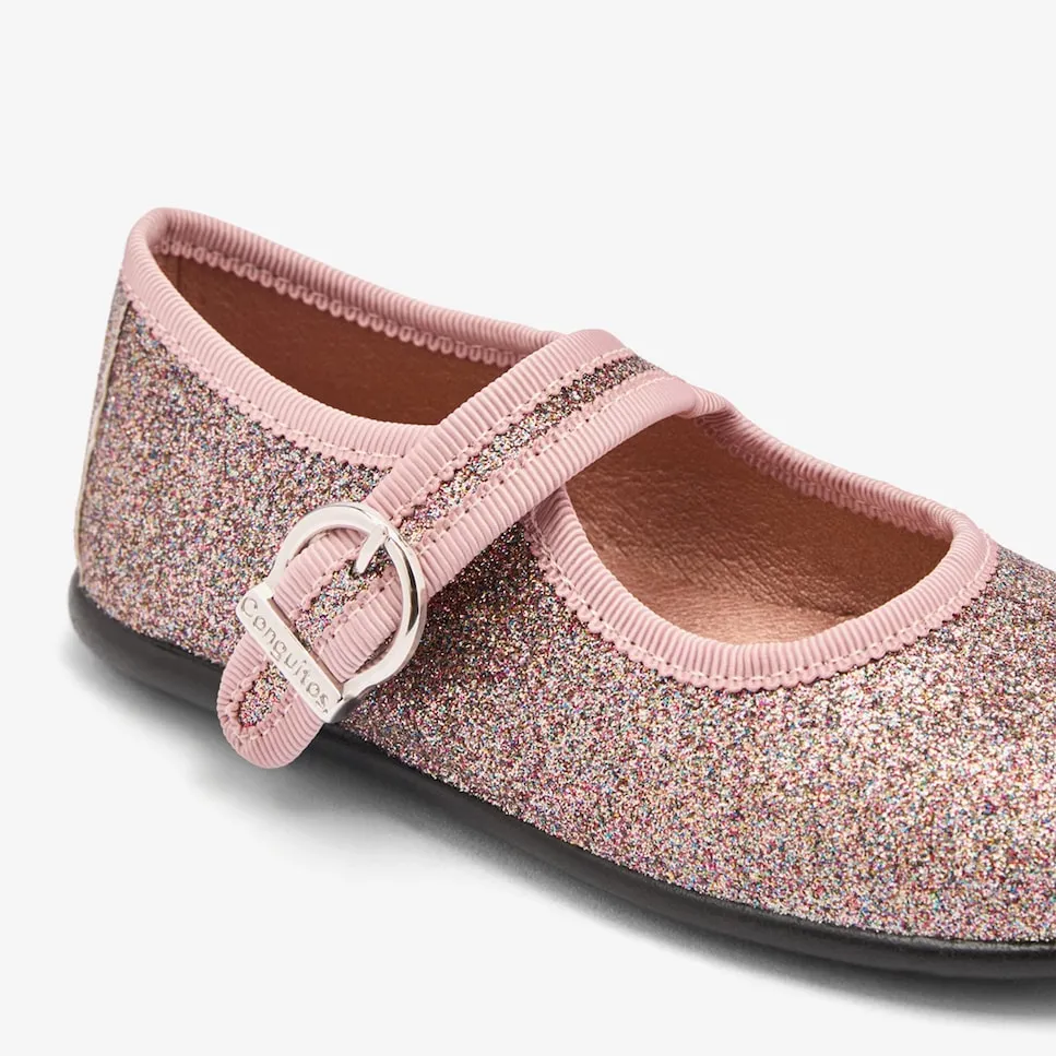 Детские балетки с пряжкой и блестящим узором Mary Janes Conguitos, розовый — фото 4
