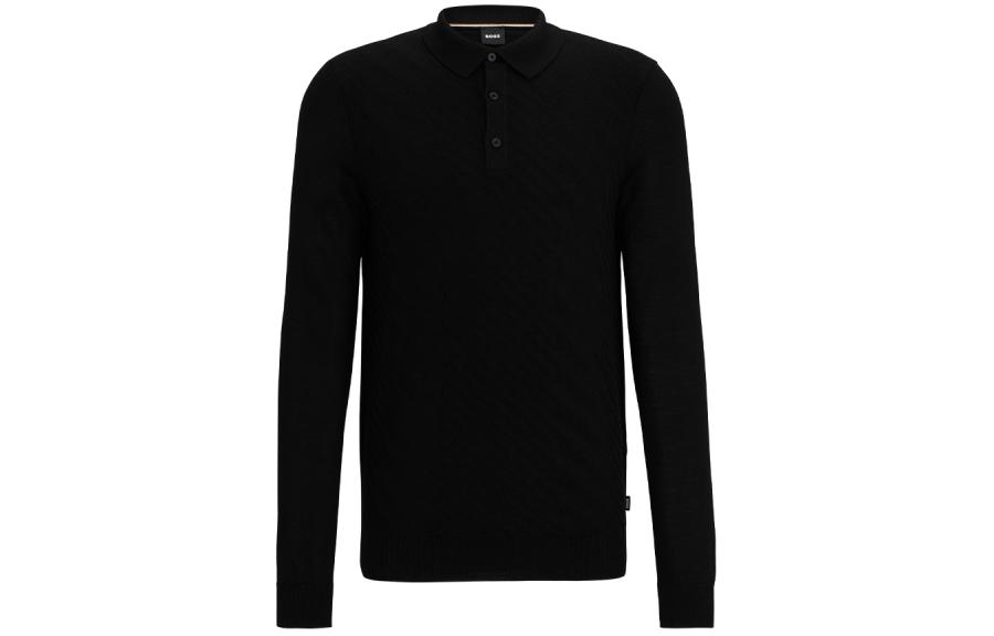 

Босс Безворотниковая футболка из смесовой верджинской шерсти HUGO BOSS, черный