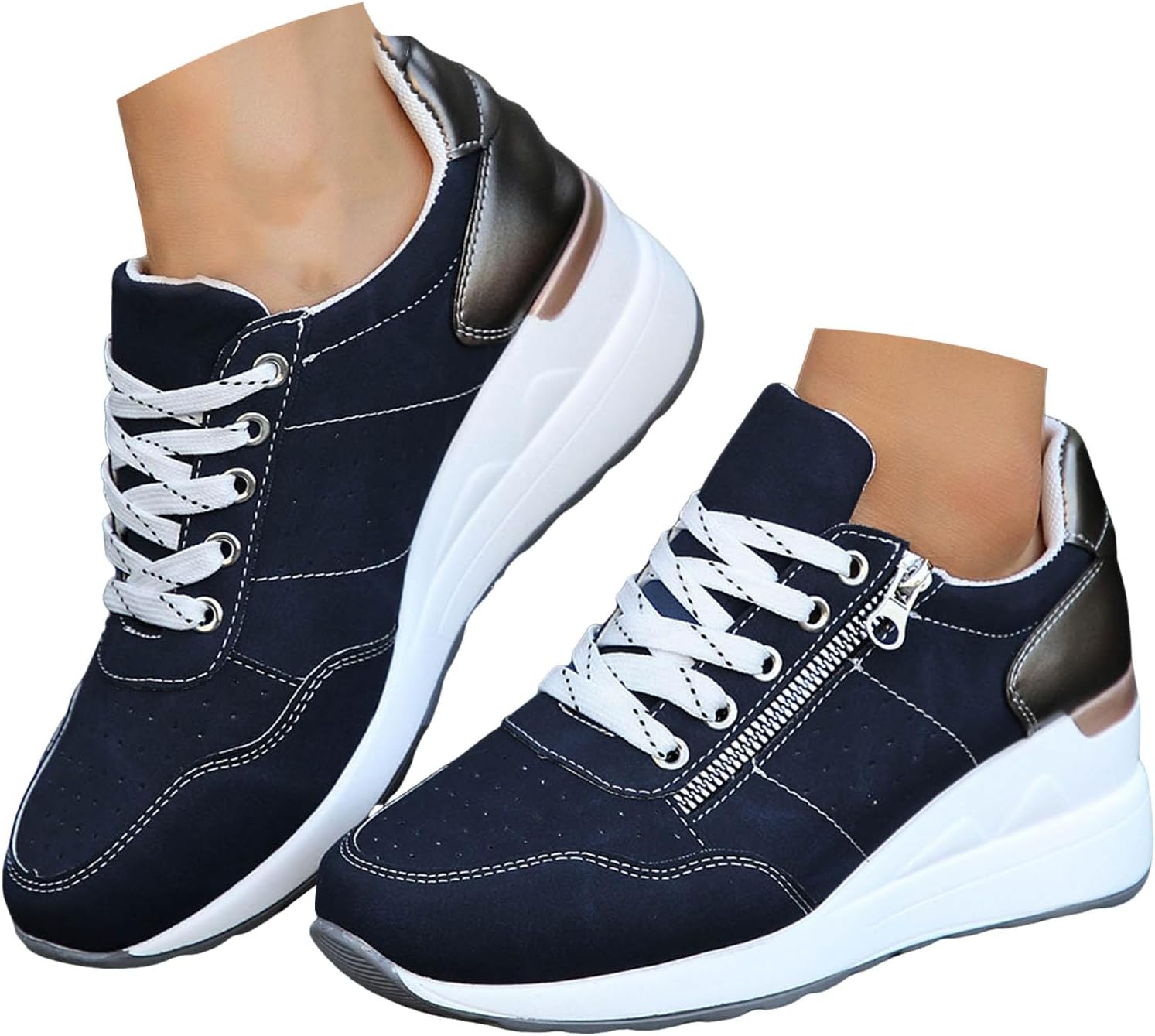 

Женские кроссовки на платформе с липучкой Hbeylia, синий