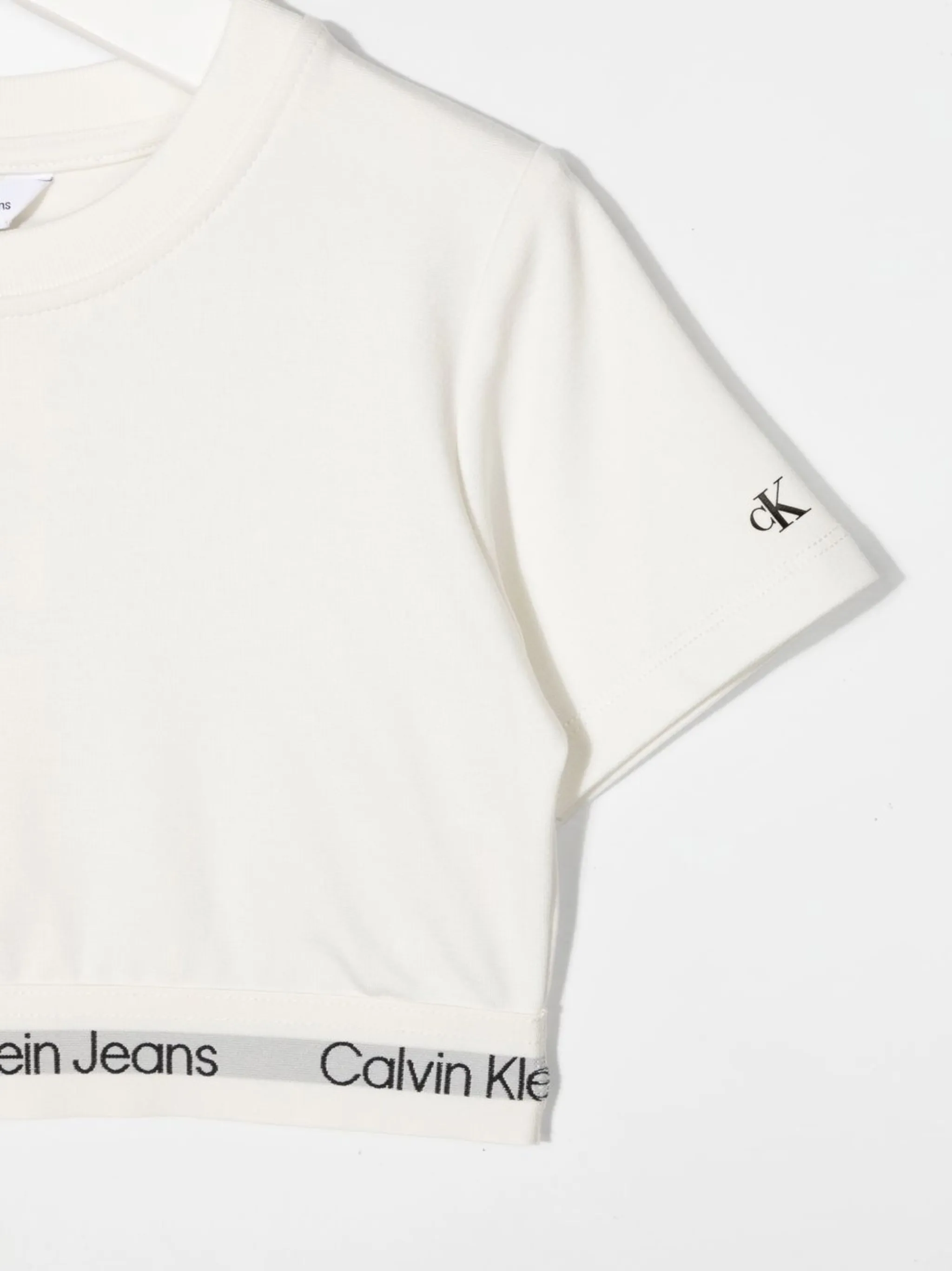 Укороченная футболка с логотипом Calvin Klein Kids, белый — фото 3