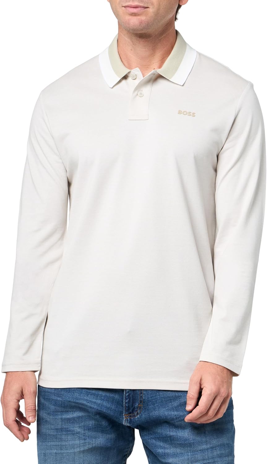 

BOSS Мужская Оксфордская Поло с Длинным Рукавом и Квадратным Логотипом, Coffee Creamer, Коричневый, BOSS Мужская Оксфордская Поло с Длинным Рукавом и Квадратным Логотипом, Coffee Creamer