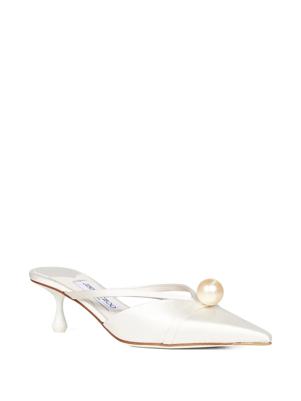 50-миллиметровые остроносые мюли с жемчужной отделкой JIMMY CHOO, нейтральный — фото 2