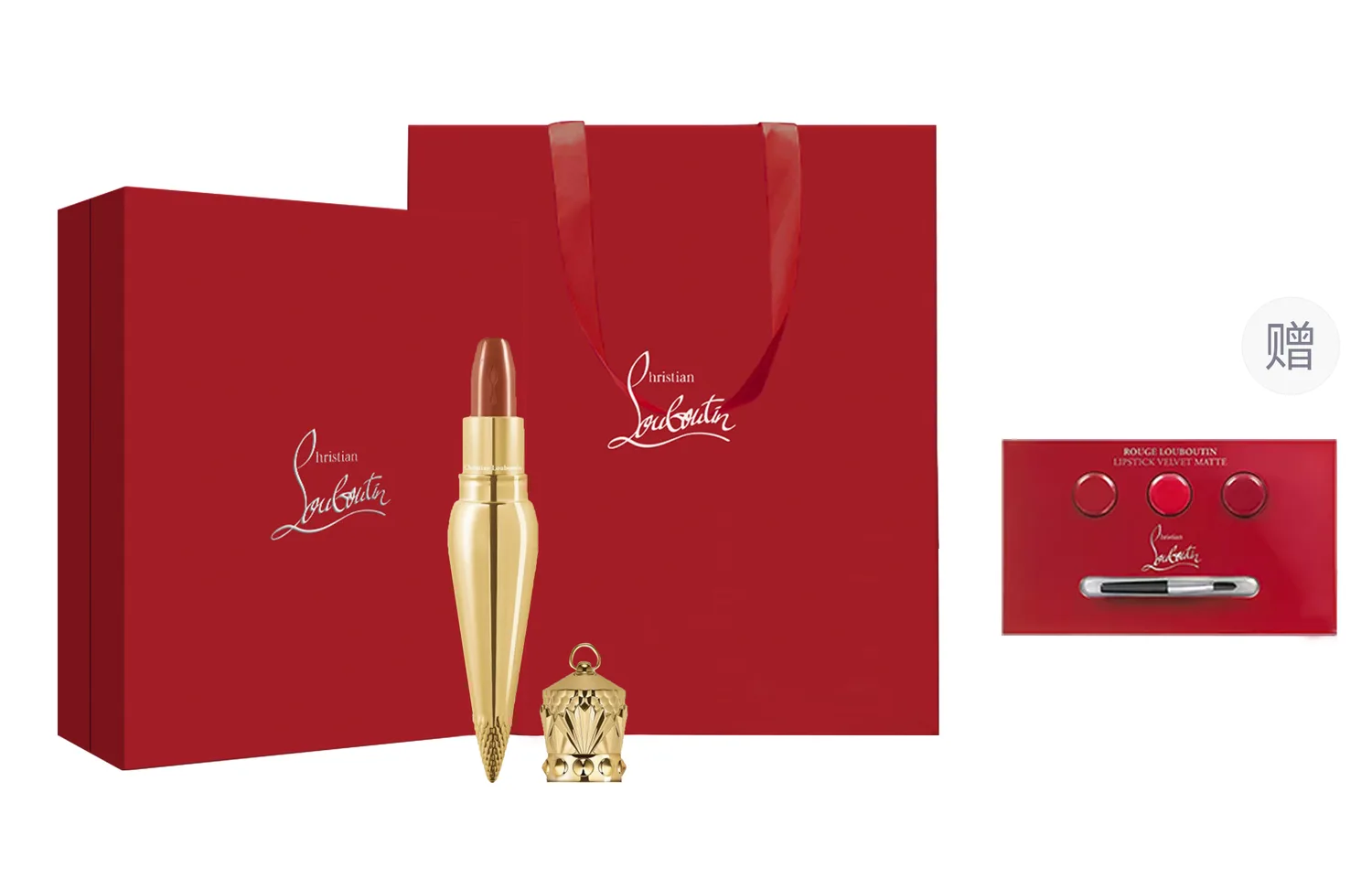 Christian Louboutin Подарочный набор помады CL Queen's Golden Rod Premium в сатиновой упаковке, Gold Tube Hydrating 354 Caramel Pumpkin, Gift Box Set