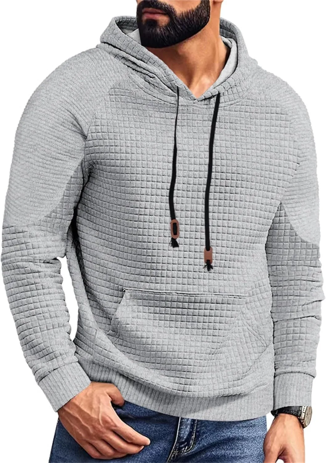 

Мужской свитшот с капюшоном Waffle, легкий, с карманом