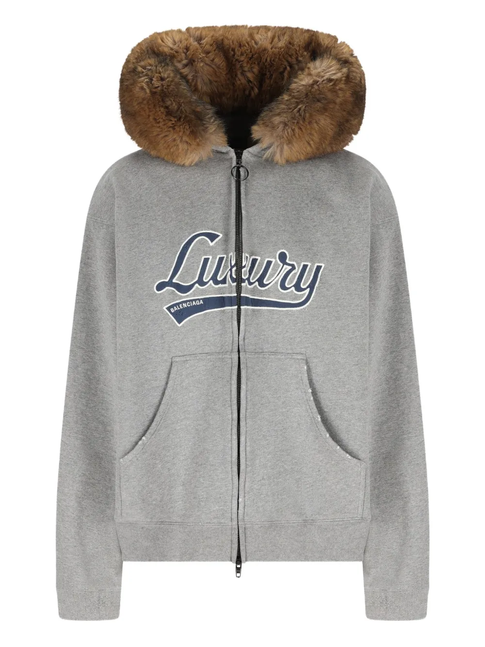 

Худи на молнии с логотипом Balenciaga, серый