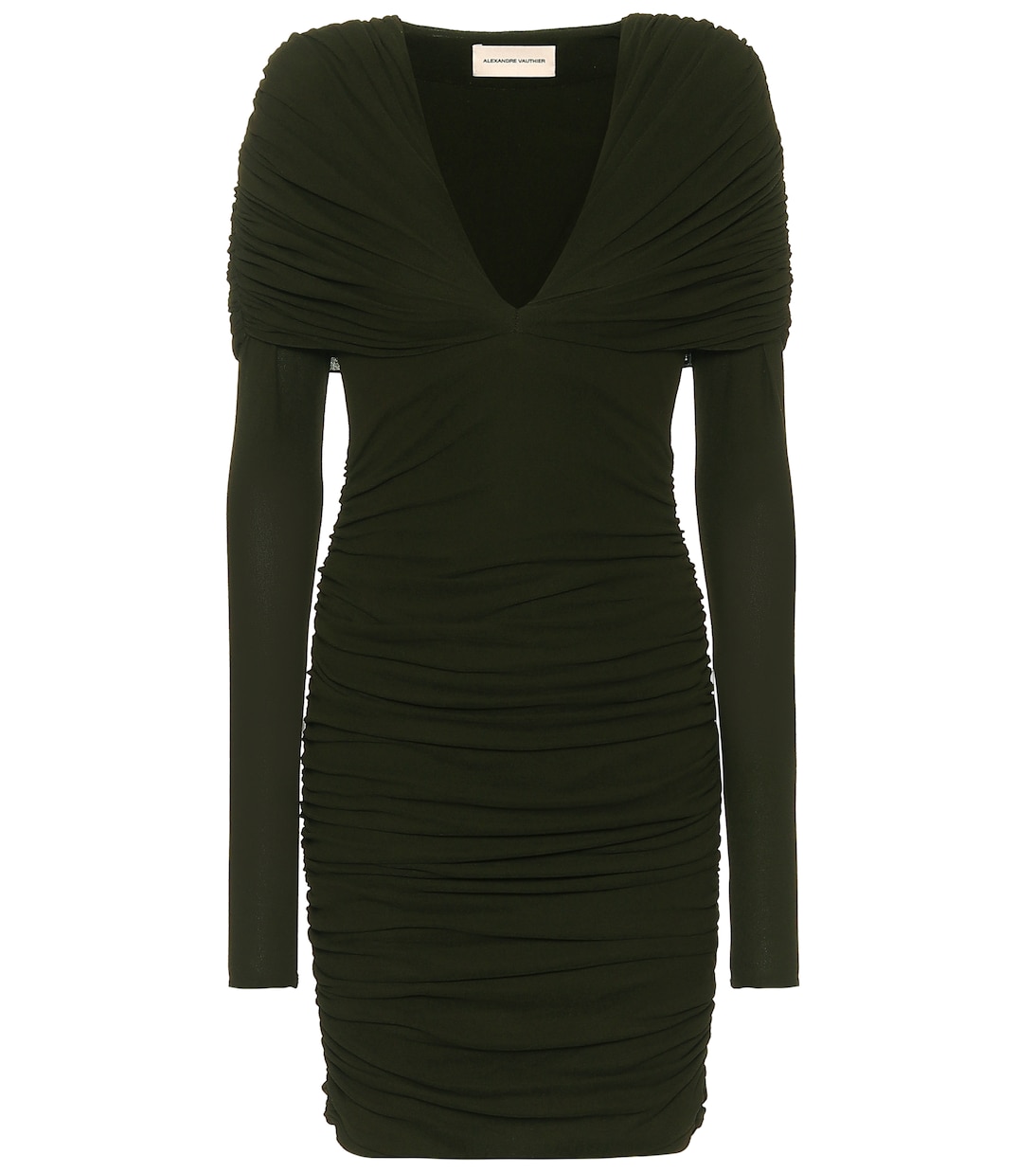 

Мини-платье из джерси с рюшами Alexandre Vauthier, хаки