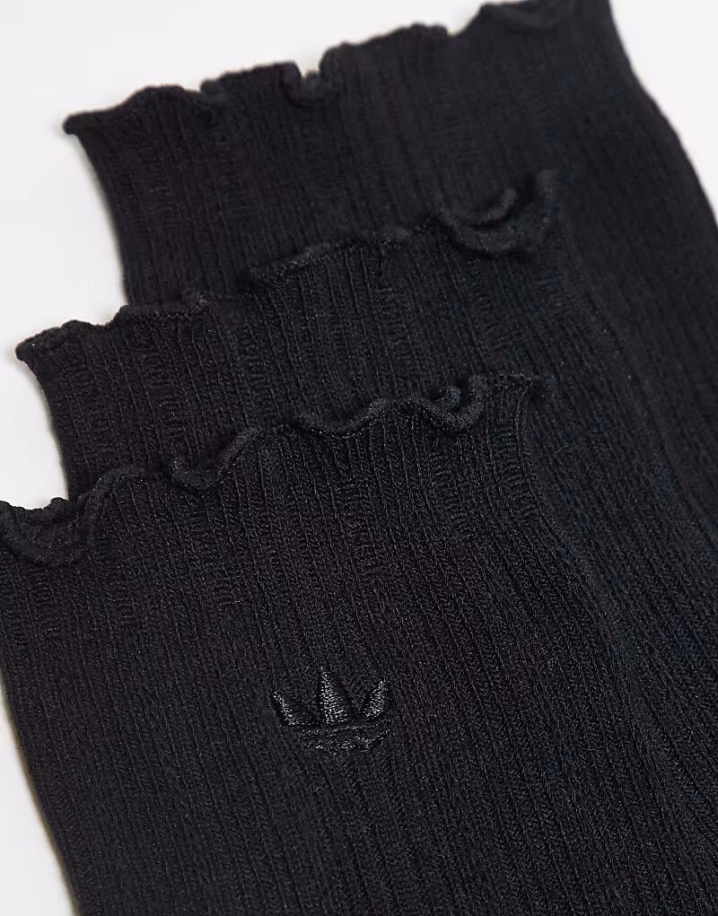 Носки унисекс Adidas Originals с оборками, 3 пары, белый цвет — фото 2