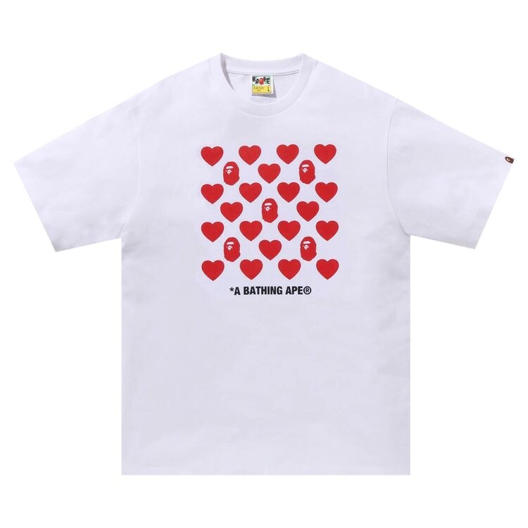 

Футболка BAPE Heart Pattern Box 'White', белый