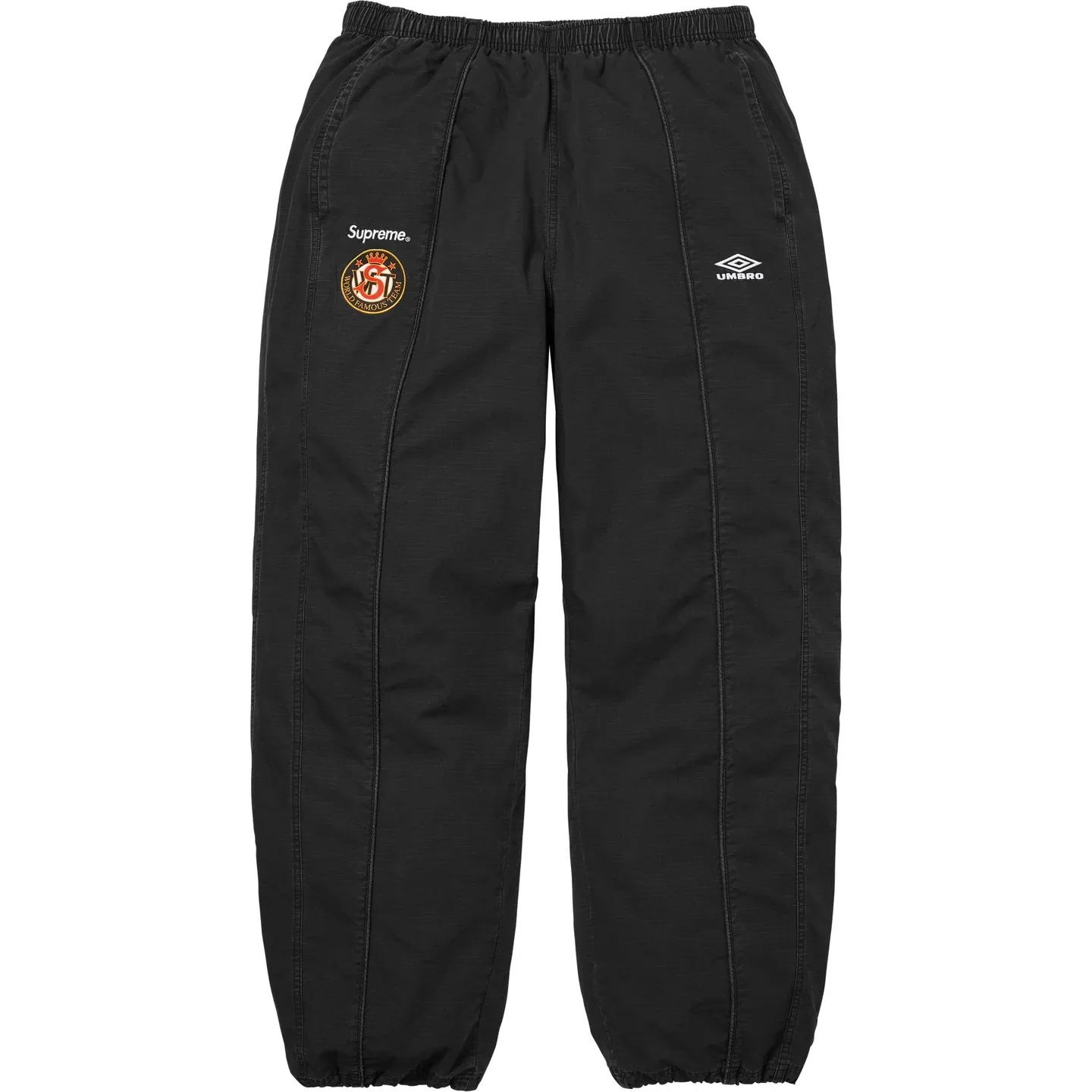 Хлопковые спортивные штаны ripstop с вязаными манжетами unisex Supreme, черный