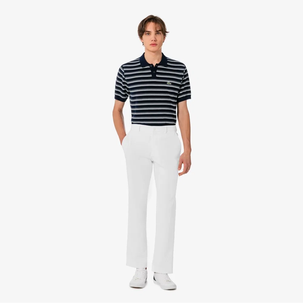 Мужские весенние эластичные брюки цвета офф-вайт от Lacoste — фото 4