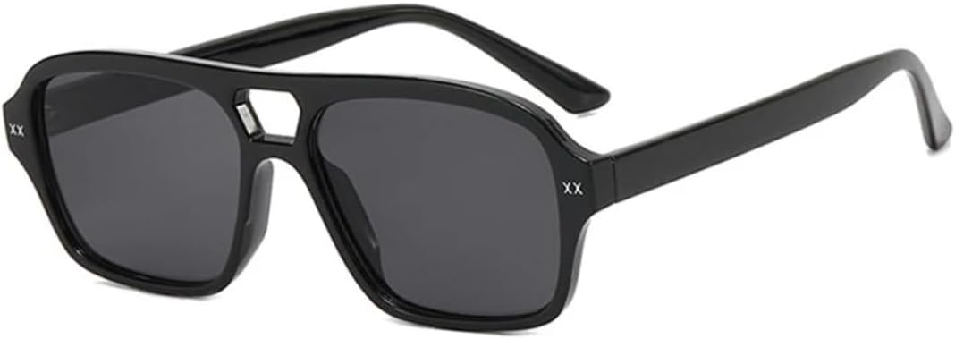 

Классические винтажные солнцезащитные очки с двойной перемычкой для женщин и мужчин, ретро-стиль, модные очки для вождения, путешествий, защита от УФ-излучения UV400 VVTWSSW, Black Gray