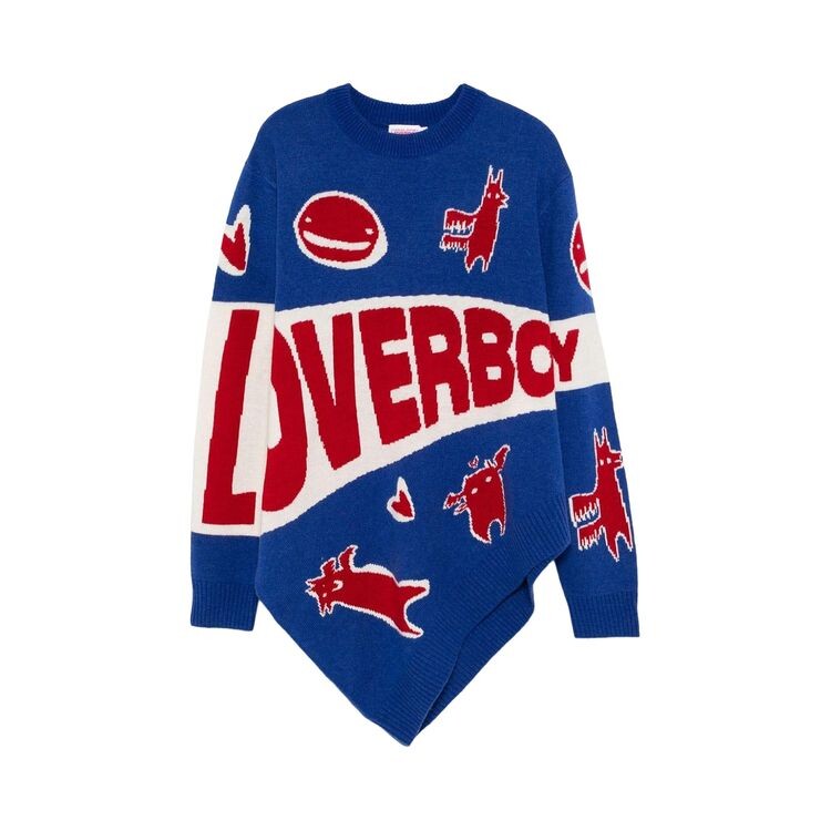 

Топ Charles Jeffrey Loverboy Topsy Turvy Loverboy Logo Jumper Blue/Red, синий