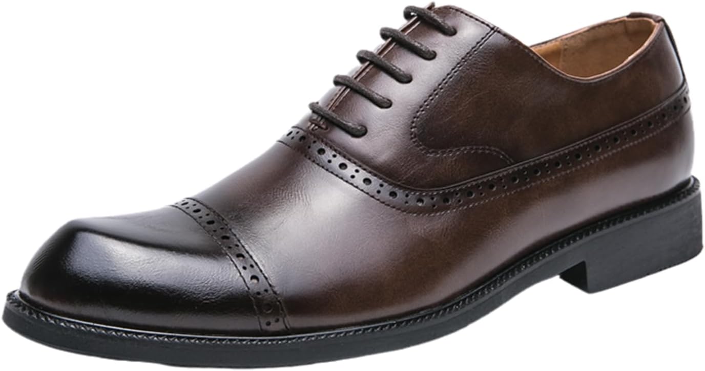 

Мужские коричнево-черные оксфорды с закрытым мысом - классические туфли на шнуровке для делового, свадебного и элегантного повседневного стиля Aokisx