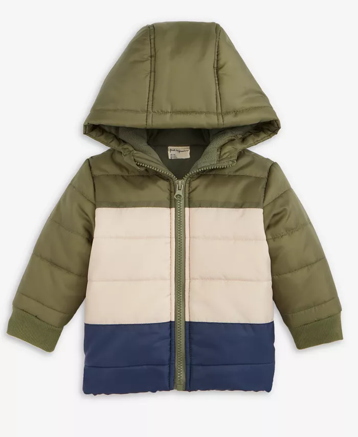 

Детская куртка с капюшоном и цветными блоками для мальчиков First Impressions, зеленый