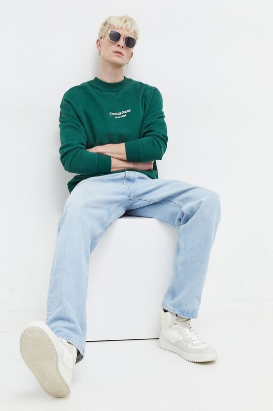 

Хлопковая толстовка Tommy Jeans, зеленый