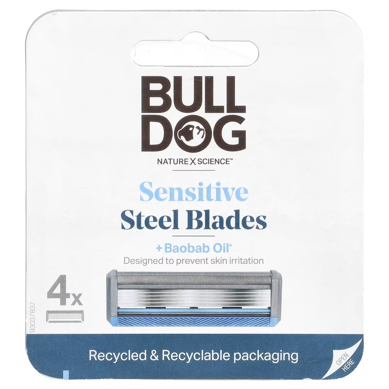 

Сменные кассеты для бритвы с маслом баобаба Bulldog Skincare For Men Sensitive Steel Blades, 4 шт