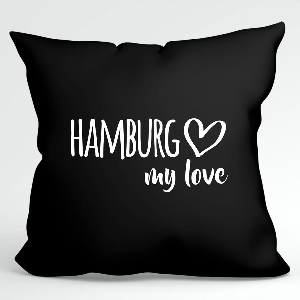 

Подушка Huuraa Hamburg my love декоративная наволочка без наполнителя размер 40х40см черный для всех поклонников Гамбурга Германия идея подарка для друзей и семьи Hellweg Druckerei