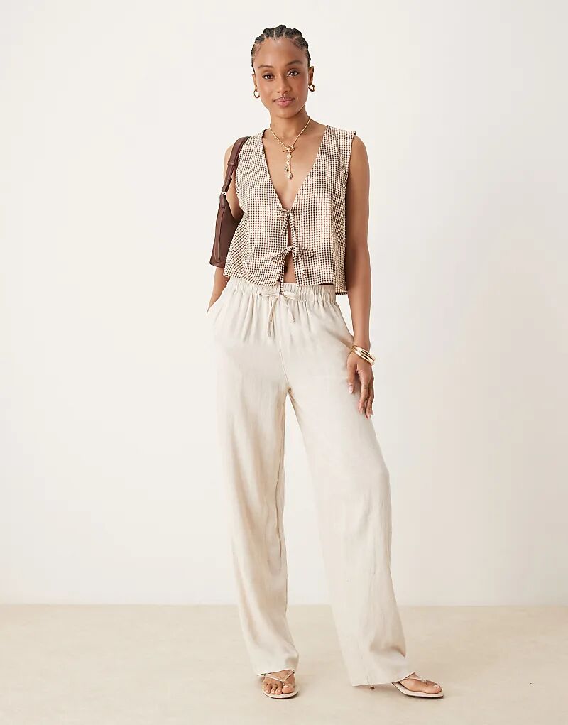 

Брюки ASOS DESIGN Tall из льняной смеси в цвете «песок»