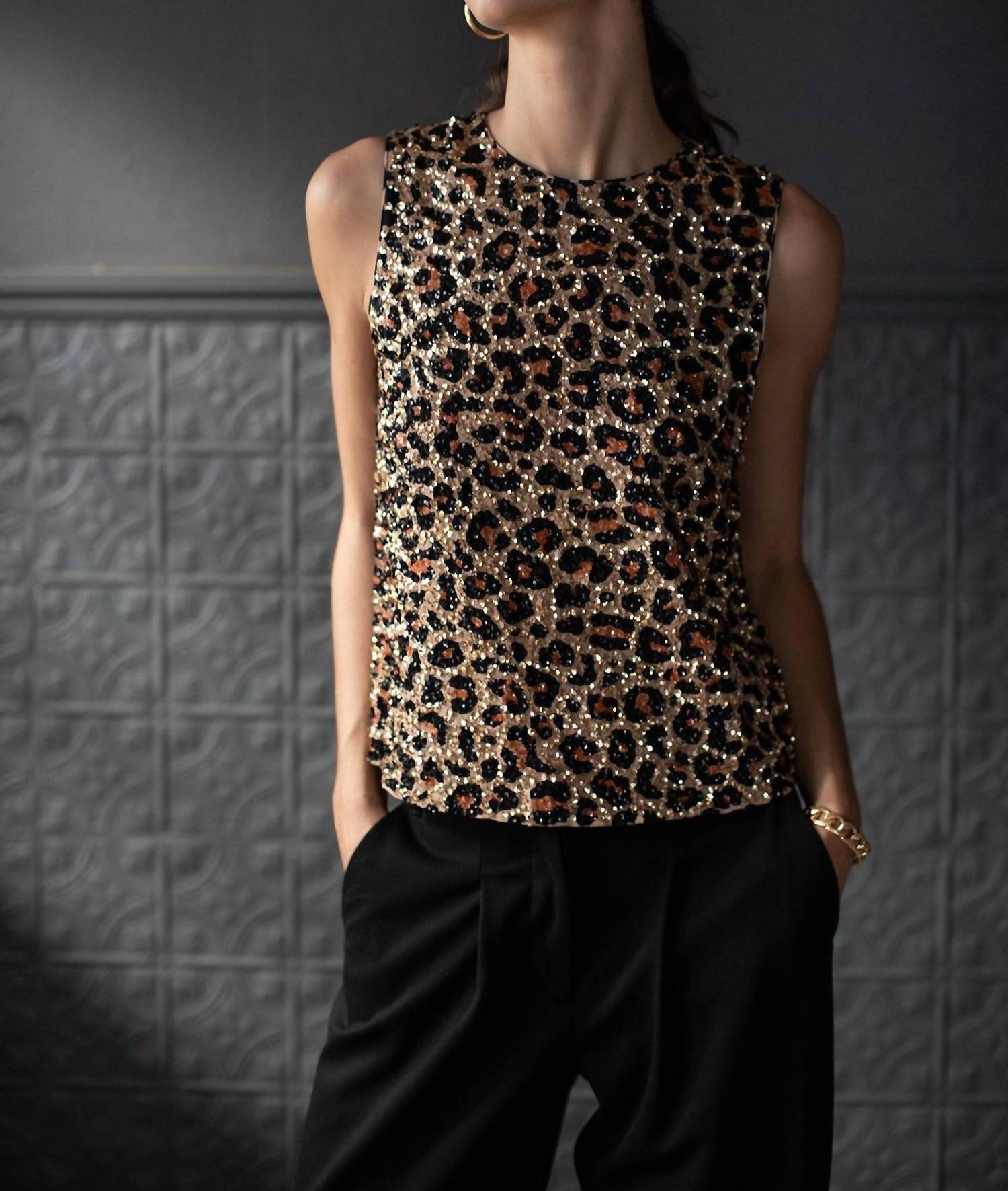 

Майка Yves Leopard Sequin в цвете Multi Velvet by Graham & Spencer