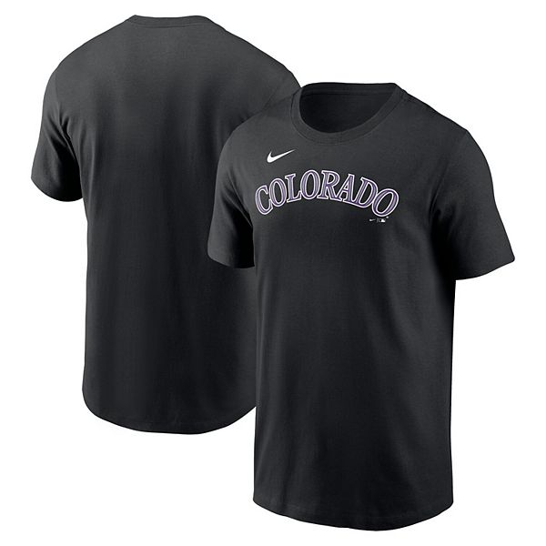 

Мужская черная футболка colorado rockies fuse wordmark Nike