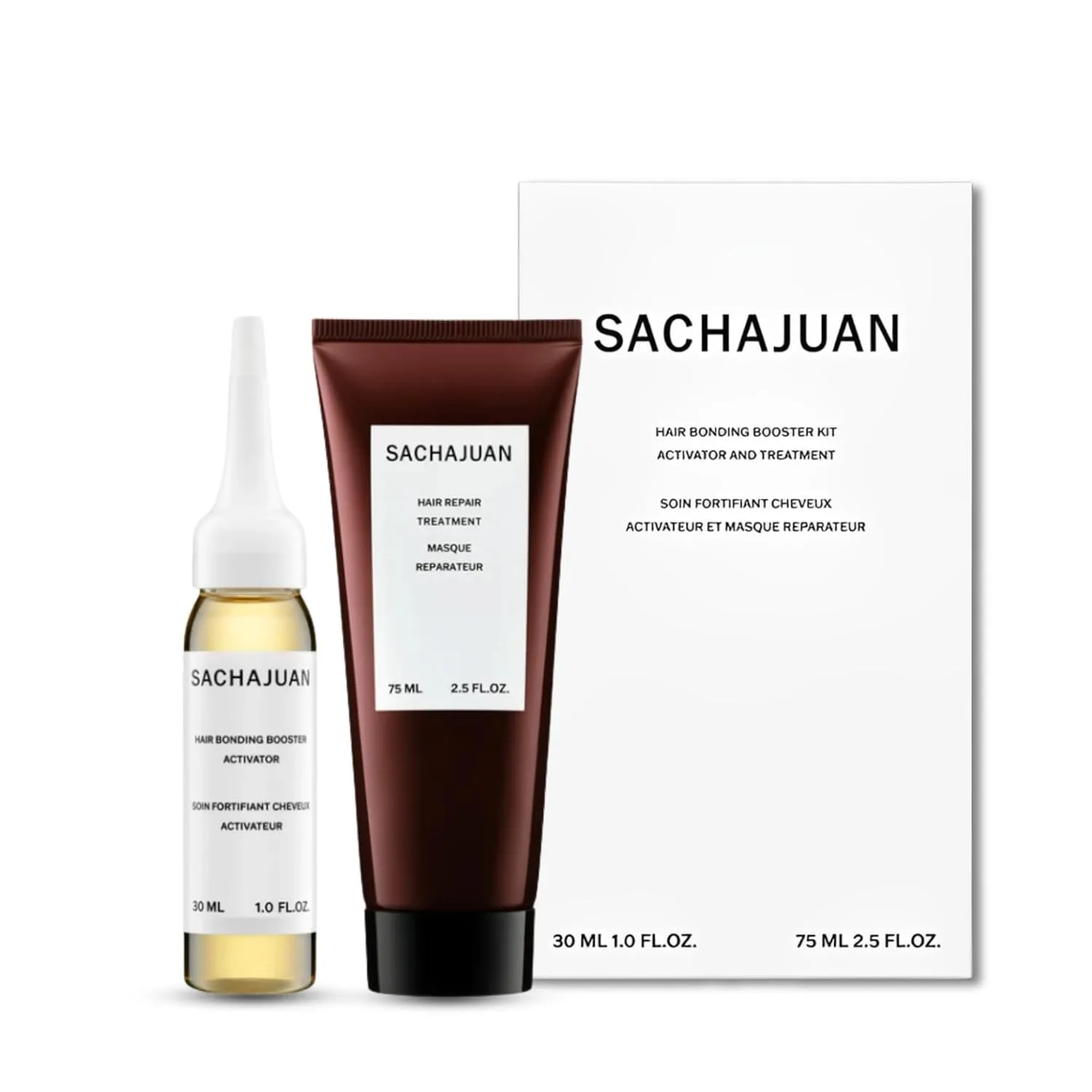 Набор для восстановления волос SachaJuan Hair Bonding Booster | Интенсивное лечение для восстановления поврежденных волос | Уменьшает пушистость и укрепляет пряди | Лечение Repair 2,5 унции + Booster 1 унция
