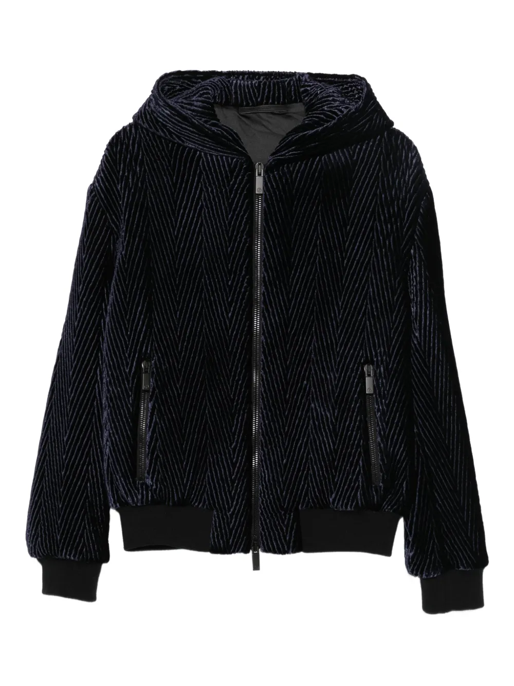 

Куртка с капюшоном и узором в елочку GIORGIO ARMANI, синий