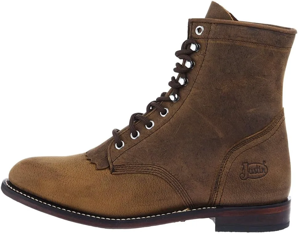 Мужские коричневые ботинки Justin Boot Company из водяного буйвола, 7 дюймов, с шнуровкой Roper — фото 3