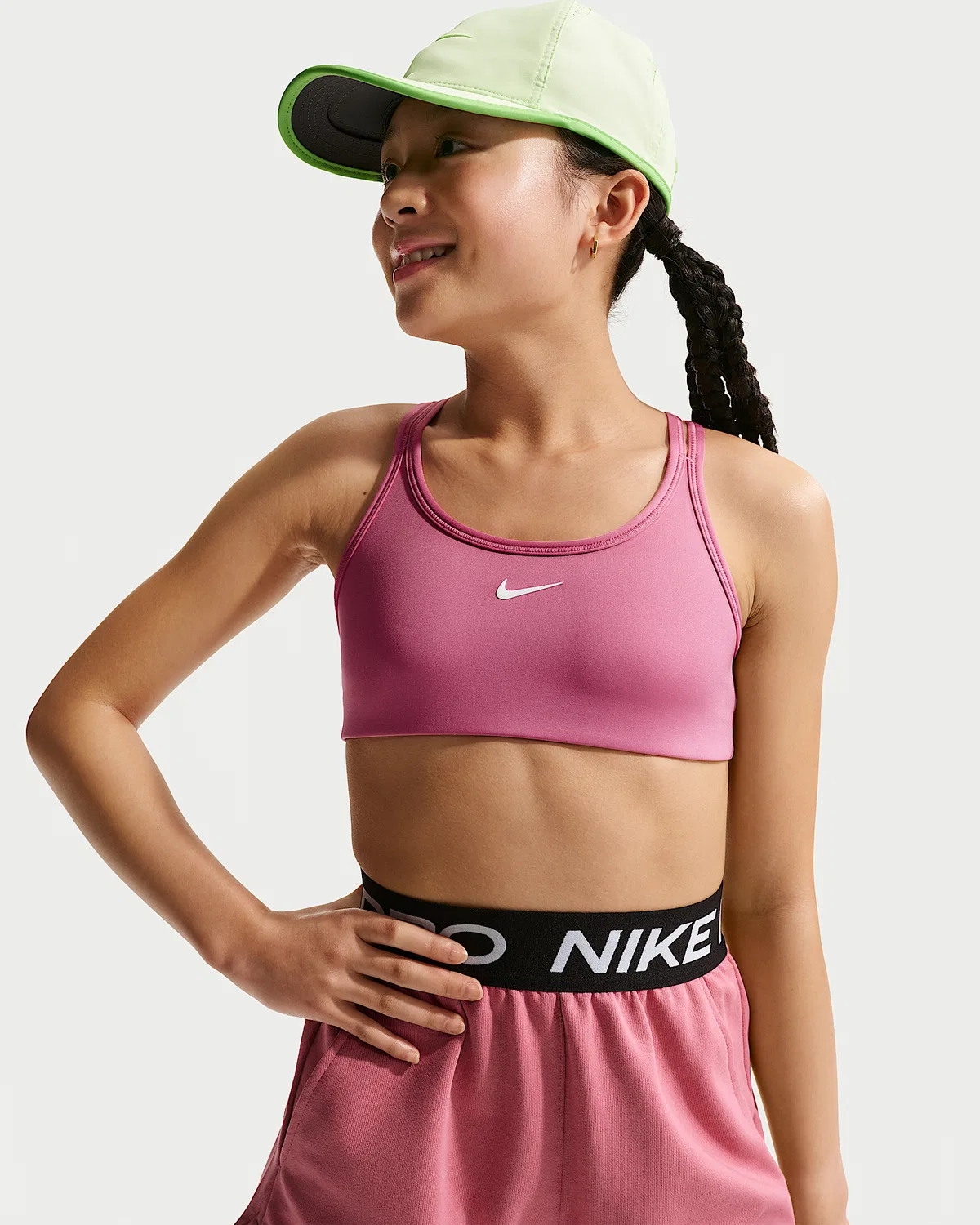 Детский спортивный бюстгальтер Nike Pro Swoosh, Peony/Black/White