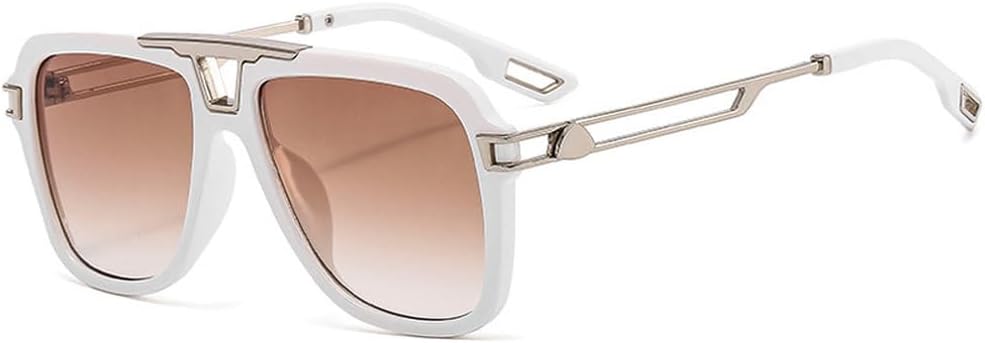 

Ретро солнцезащитные очки с двойной перемычкой для женщин, модные градиентные очки с защитой от УФ-излучения UV400 для мужчин. Модные солнцезащитные очки HVTVTLA, White Tea Gradient