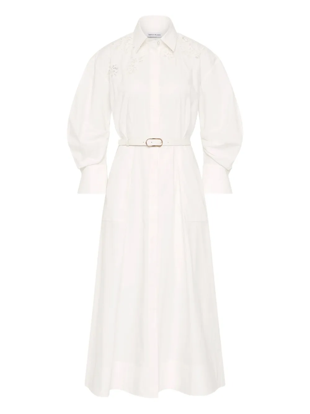 

Платье миди с поясом и кружевной отделкой Rebecca Vallance, белый