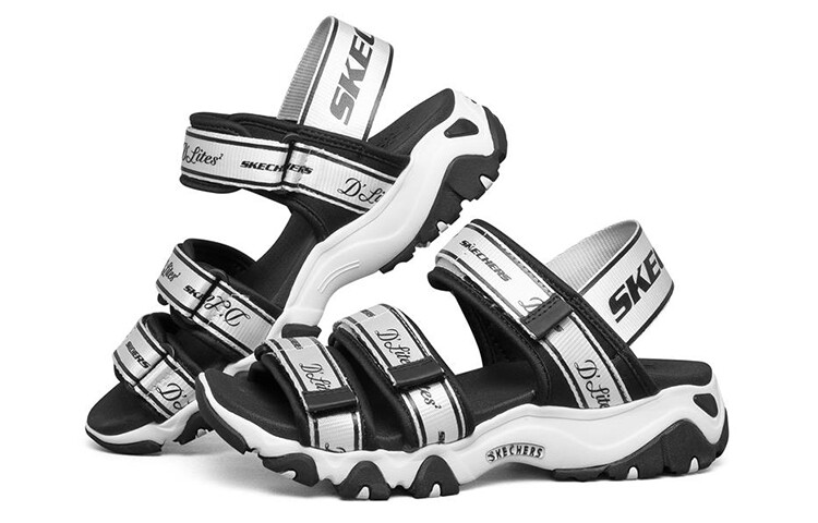 Пляжные сандалии D"LITES 2.0 женские черные/белые Skechers — фото 3