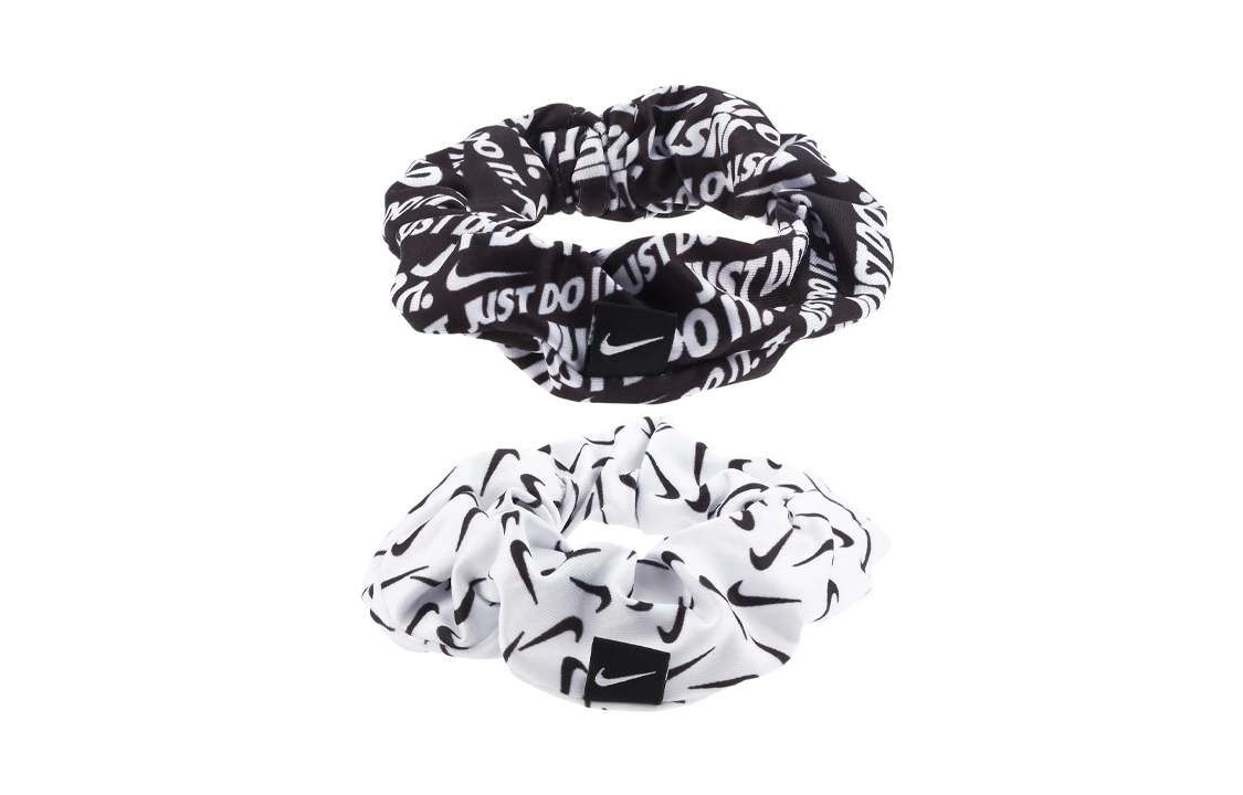 

Nike Полиэстеровая резиновая эластановая резинка для волос женская черно-белая
