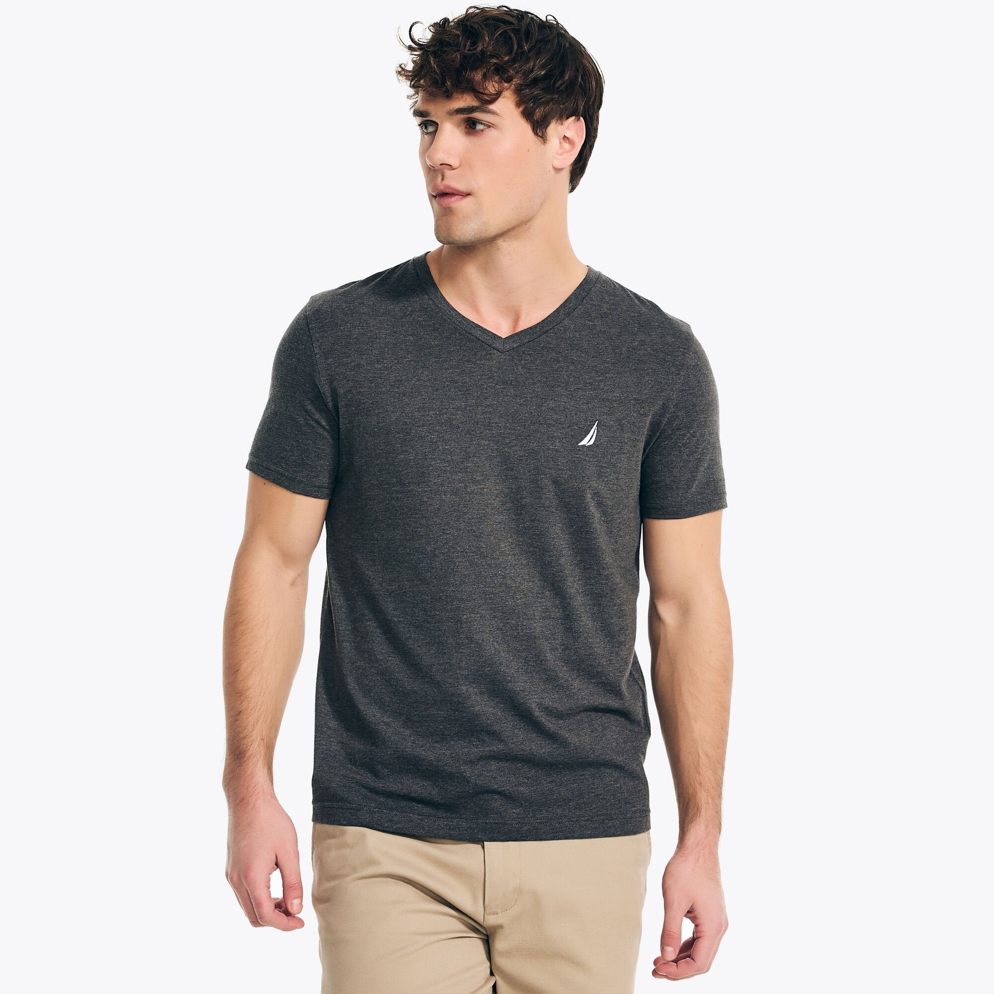 

Футболка Nautica Heather с V-образным вырезом, цвет charcoal